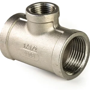 Betaalbaar RVS verloop t-stuk 90° 3 x binnendraad 1 x 1/2"