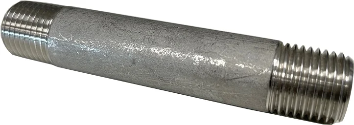 RVS pijpnippel 1/4" 2 x buitendraad Snelle Levering