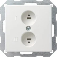 Koop Online Gira 040203 Systeem 55 Stereo-luidsprekercontactdoos Zuiver wit glanzend