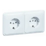 Peha 00496111 STANDARD tweevoudige wandcontactdoos randaarde met insteekcontacten Levend-wit Bestseller