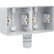 Niko 700-84851 Spuitwaterdichte dubbele horizontale opbouwdoos met één M20-ingang met wartel voor twee functies Grijs Gratis Retour