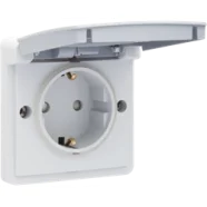 Niko 700-36805 Spuitwaterdicht stopcontact 16 A/250 Vac met randaarde, beschermingsafsluiters en met insteekklemmen Grijs Finale Uitverkoop