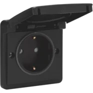 Niko 761-36805 Spuitwaterdicht stopcontact 16 A/250 Vac met randaarde, beschermingsafsluiters en met insteekklemmen Zwart Uitverkoop
