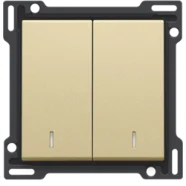 Niko 221-61507 Afwerkingsset met dubbele lens voor serieschakelaar, wisselschakelaar + drukknop N.O., dubbele wisselschakelaar of dubbele drukknop N.O. of N.G, Alu gold coated Premium