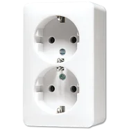 Jung 6020 KIA WW Wandcontactdoos met beschermingscontact 16 A 250 V 2-voudig Alpine wit Rechtstreeks Van De Fabrikant
