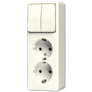 Jung 625 A Combinatie 2-voudige wandcontactdoos met beschermingscontact, serieschakelaar Wit Laatste Versie