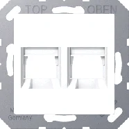 Jung A 1569-2 WE WW Afdekking (klikbevestiging) voor modular jack 2-voudig UMA-CAT6A AMP, Radiall, Panduit, Assmann, AS/A range Alpine wit Gratis Retour