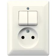 Jung AS 5545 EU Combinatie wandcontactdoos zonder beschermingscontact 16A 250V / serieschakelaar 10A 250V Wit Seizoensaanbieding