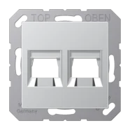 Jung A 1569-25 WE AL Afdekking (klikbevestiging) voor modular jack 2-voudig EMT, AMP, MTRJ A range Aluminium Koopje