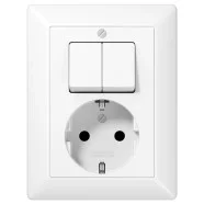 Jung AS 5575 EU WW Combinatie wandcontactdoos met beschermingscontact 16A 250V / serieschakelaar 10A 250V Alpine wit Shop Nu