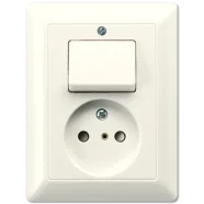 Jung AS 5546 EU Combinatie wandcontactdoos zonder beschermingscontact 16A 250V / wipschakelaar universeel 1-polig of wissel 10A 250V Wit Goedkoop