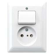 Speciale Aanbieding Jung AS 5546 EU WW Combinatie wandcontactdoos zonder beschermingscontact 16A 250V / wipschakelaar universeel 1-polig of wissel 10A 250V Alpine wit