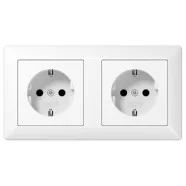 Jung AS 1520-2 BFKI WW 2-voudige wandcontactdoos met beschermingscontact 16 A 250 V Alpine wit (slagvast) Beperkt Aanbod
