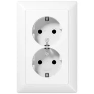 Meest Verkocht Jung AS 5015 WW 2-voudige wandcontactdoos met beschermingscontact 16A 250V Voor anderhalve inbouwdoos Alpine wit