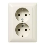 Jung AS 5022 NU 2-voudige wandcontactdoos met beschermingscontact 16A 250V Voor enkele inbouwdoos Wit (schroefklemmen) Op = Op
