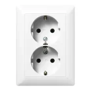 Nieuw Jung AS 5022 NU WW 2-voudige wandcontactdoos met beschermingscontact 16A 250V Voor enkele inbouwdoos Alpine wit (schroefklemmen)