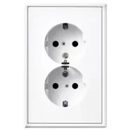 Jung LS 5015 WW 2-voudige wandcontactdoos met beschermingscontact Voor anderhalve inbouwdoos Alpine wit Seizoensaanbieding