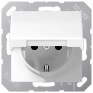 Rechtstreeks Van De Fabrikant Jung AS 1520 NKL WW Wandcontactdoos met beschermingscontact 16A 250V met klapdeksel Alpine wit
