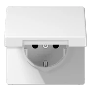 Op = Op Jung LS 1520 NKL WW Wandcontactdoos met beschermingscontact 16 A 250 V met klapdeksel Alpine wit