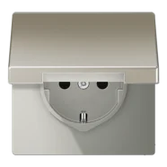 Jung ES 1520 NKL Wandcontactdoos met beschermingscontact met klapdeksel Edelstaal Gratis Retour