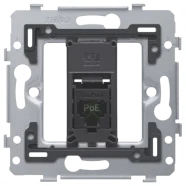 Premium Niko 170-79251 RJ45-aansluiting UTP Cat. 5E, klaar voor PoE++, vlakke uitvoering, incl. sokkel 71 x 71 mm met schroefbevestiging
