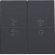Niko 122-00013 Huisautomatisering - tweevoudige toets met ventilatoropdruk 0 t.e.m. 3 voor draadloze schakelaar of drukknop met 4 bedieningsknoppen, Anthracite Actieprijs