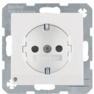 Hoge Kwaliteit Berker 41091909 S.1 Wandcontactdoos met randaarde en led oriëntatieverlichting polarwit mat