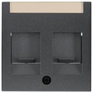 Koop Vandaag Berker 11811606 S.1/B.3/B.7 Centraaldeel RJ-datacontactdoos 2-v met stofschuif en tekstkader antraciet mat