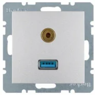 Koop Vandaag Berker 3315391404 S.1/B.3/B.7 USB/audio 3,5 mm mini-Jack wandcontactdoos aluminium mat