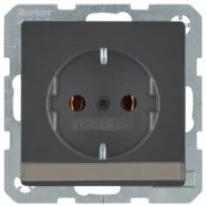 Korting Berker 47506086 Q.1/Q.3/Q.7 Wandcontactdoos met randaarde en tekstveld antraciet soft finish