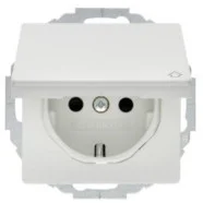 Laatste Versie Berker 47446089 Q.1/Q.3/Q.7 Wandcontactdoos 45° draaibaar met dichtvallend klapdeksel en randaarde polarwit soft finish