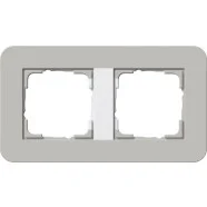 Laatste Versie Gira 0212412 Afdekraam E3 2-voudig Grijs Soft-Touch met draagframe zuiver wit glanzend