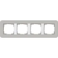 Speciale Aanbieding Gira 0214412 Afdekraam E3 4-voudig Grijs Soft-Touch met draagframe zuiver wit glanzend