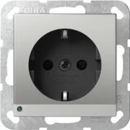 Nieuw Gira 4170600 Systeem 55 Wandcontactdoos met randaarde 16A 250V met led-oriëntatielicht en verhoogde aanraakbeveiliging (Safety Plus) Edelstaal