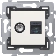 Niko 101-79238 Combinatie coax met RJ45-aansluiting UTP Cat. 6, klaar voor PoE++, vlakke uitvoering, incl. sokkel 71 x 71 mm met schroefbevestiging en afwerkingsset, white Uitverkoop