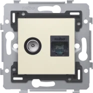 Seizoensaanbieding Niko 100-79238 Combinatie coax met RJ45-aansluiting UTP Cat. 6, klaar voor PoE++, vlakke uitvoering, incl. sokkel 71 x 71 mm met schroefbevestiging en afwerkingsset, cream