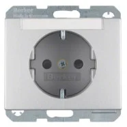 Voordeelprijs Berker 47387003 K.1/K.5 Wandcontactdoos Steeklemmen Verhoogd Aanraakveilig met Tekstveld Aluminium