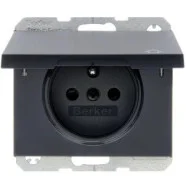 Korting Berker 6768777106 K.1/K.5 Wandcontactdoos met Penaarde met Klapdeksel Steeklemmen Antraciet