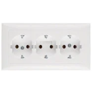 Laatste Kans Berker 47661909 S.1 Wandcontactdoos drievoudig met afdekraam en randaarde voor duo-dozen Polarwit mat