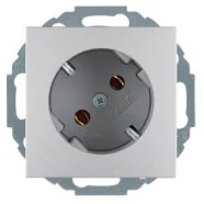 Nu Kopen Berker 47271404 S.1/B.3/B.7 Wandcontactdoos diagonaal 45° met randaarde aluminium mat gelakt