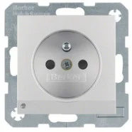 Rechtstreeks Van De Fabrikant Berker 6765101404 S.1 Wandcontactdoos met penaarde en led-oriëntatieverlichting aluminium mat