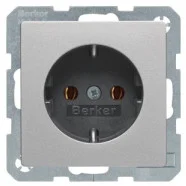 Populair Berker 47436084 Q.1/Q.3/Q.7 Wandcontactdoos met randaarde Alulook soft finish