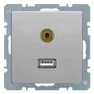 Nu Kopen Berker 3315396084 Q.1/Q.3/Q.7 USB/audio 3,5 mm mini-Jack wandcontactdoos alulook soft finish