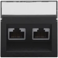 Uitverkoop Niko 200-65400 Centraalplaat data 2x RJ schuine uitgang, Bakelite piano black coated