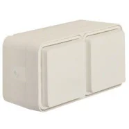Laatste Kans Berker 47753522 W.1 Wandcontactdoos met randaarde 2-voudig met behuizing met vier leidinginvoeren Horizontaal Polarwit IP55