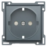Niko 220-66901 afwerkingsset voor wandcontactdoos met randaarde en kinderveiligheid, Alu grey coated Fabrieksprijs