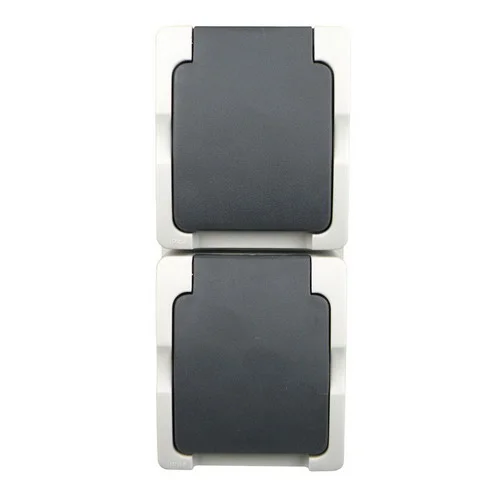 Ratio 44011 dubbele wandcontactdoos verticaal opbouw waterdicht IP44 met KEMA keur Hoge Kwaliteit