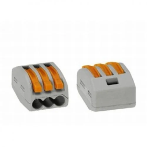 Wago 222-413 lasklem 3P met hendel grijs 50st. Weekendaanbieding