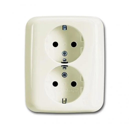 Actieprijs Busch-Jaeger 202 EUJR-212 dubbele wandcontactdoos randaarde creme