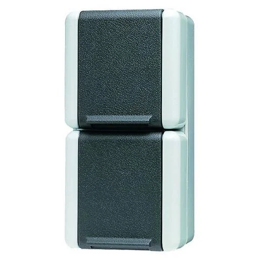 Superprijs Jung 822W WG800 wandcontactdoos RA 2V Grijs met onderbak